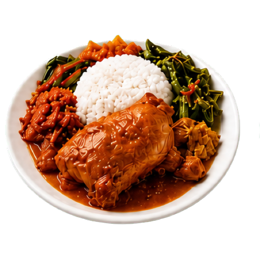 Nasi Rames + Rendang Ayam